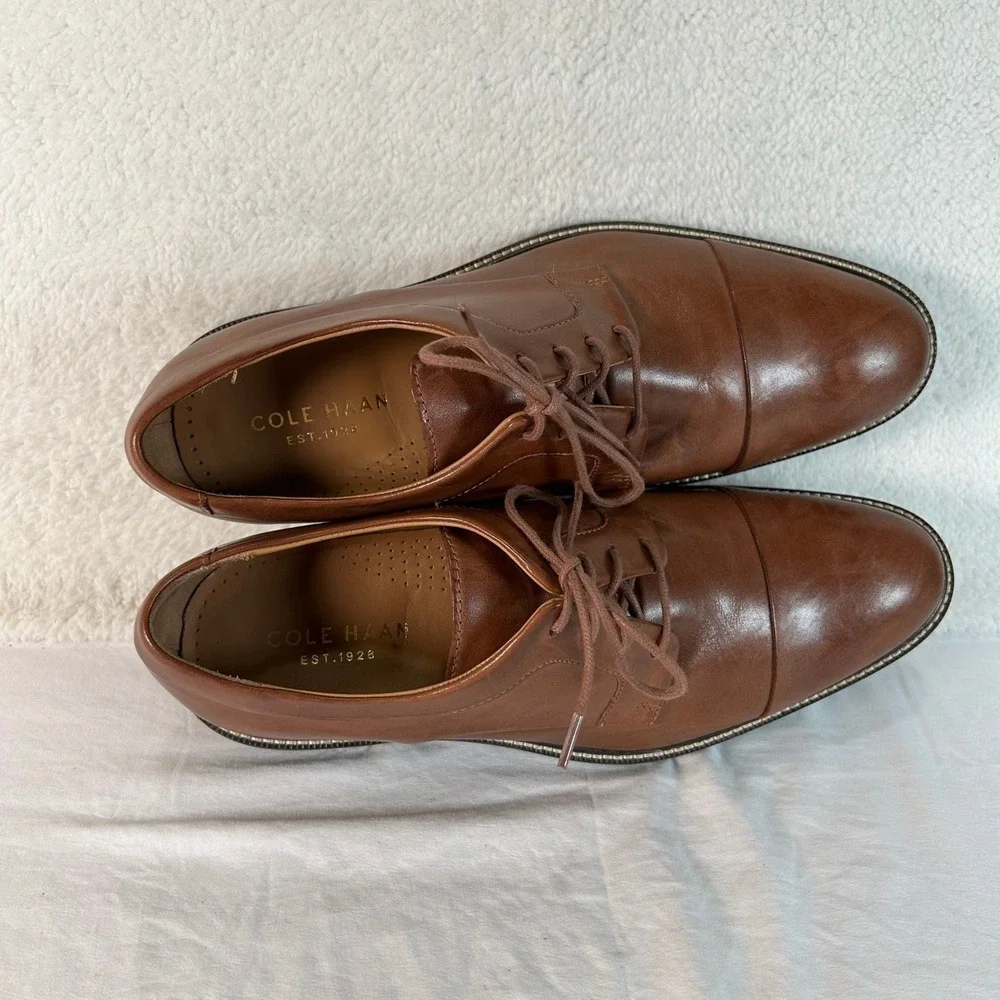 Cole Haan Mens C20153 Brown Leather Cap Toe Derby Dress Shoes Size 8 M